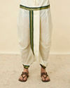 Forest Green and Cream Zari Detailed Traditional South Indian Dhoti Set image number 4